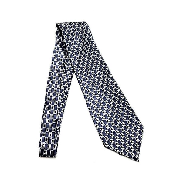 Pierre Cardin Silk Tie Gray Geometric Print Short Wide - Picture 6 of 6